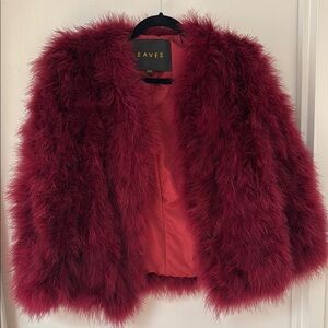 Red Dyed Ostrich Feather Jacket XS/S